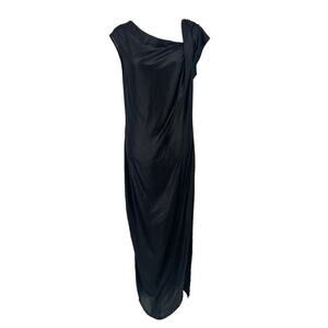Poleci Black Silk Maxi Slip Dress 6 Cocktail Party Formal Sheen Sleeveless